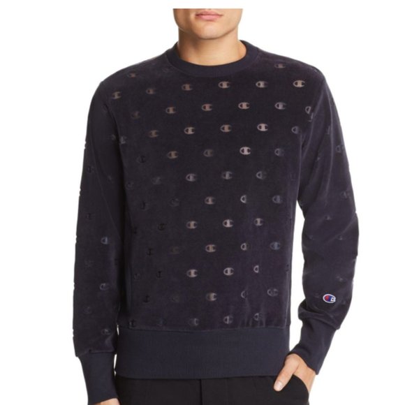 Champion Shirts Champion Velour Logo Sweatshirt Mens Crewneck Activewear Burnout Mesh Poshmark
